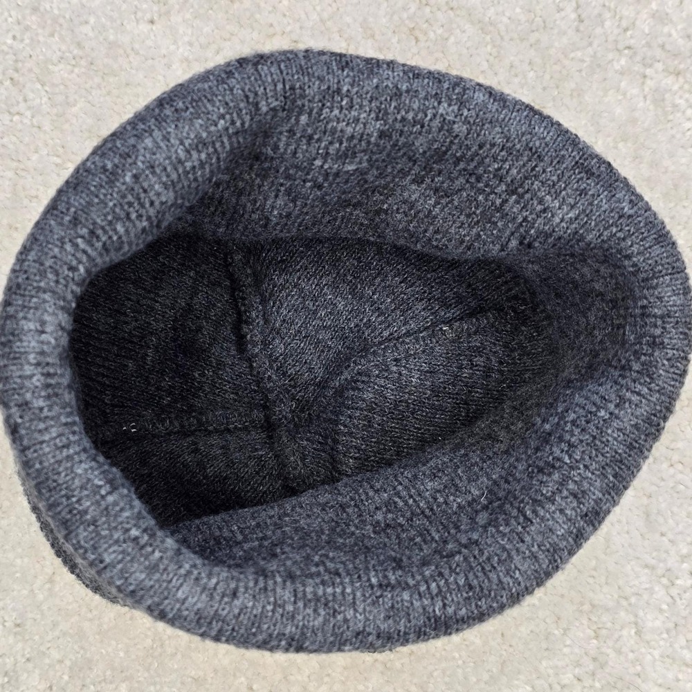 Vintage Heavyweight Heather Gray Knit Beanie Hat – Double Layer Watch Cap - Picture 4 of 5